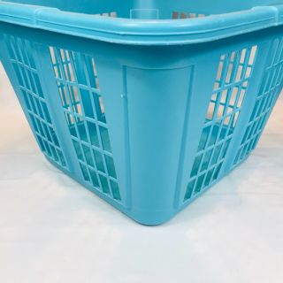Vintage Rubbermaid Square Laundry Basket Turquoise 2972 Clothes Hamper Plastic 6