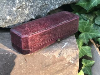 Antique Victorian Red Leather Multli Ring Box Holds 6 Rings Velvet Inside