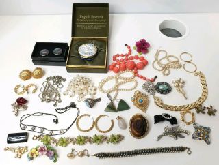 Antique Or Vintage Mixed Costume Jewellery Resale Bundle Car Boot Nr