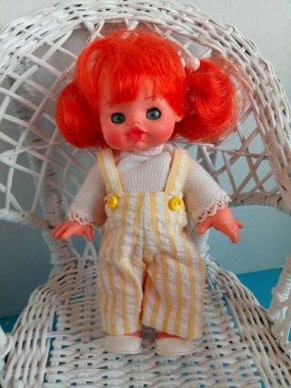 Vintage Furga Italy 6 " Red Head Blue Eyes Plastic Doll W/original Outfit - Euc
