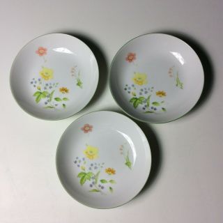 3 Vintage Castle Court Fine China Japan April Flowers 8 “ Cereal Soup Bowls