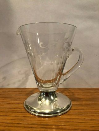 Antique Hawkes Cut Crystal Pitcher Creamer With Sterling Silver Base