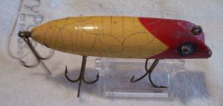 OLD VINTAGE SOUTH BEND BASS ORENO WOOD LURE 6/014/19POTS RED HEAD 2