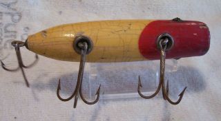 OLD VINTAGE SOUTH BEND BASS ORENO WOOD LURE 6/014/19POTS RED HEAD 3