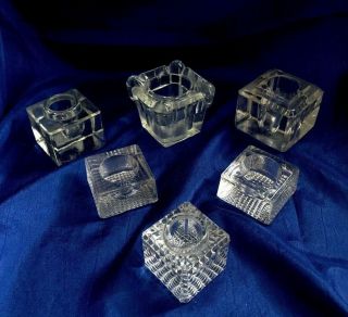Square Rectangular Glass Votive Taper Candle Holders Set Of 6 Vintage