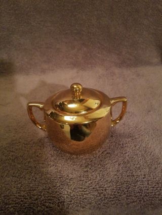 Vintage Gold Porcelain Sugar Bowl Made In Japan 3 " High