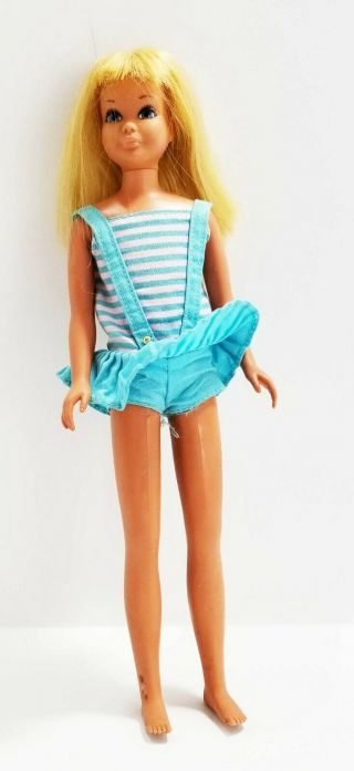 Vintage Sun Tan Barbie Malibu Skipper In Bathing Suit 1960 