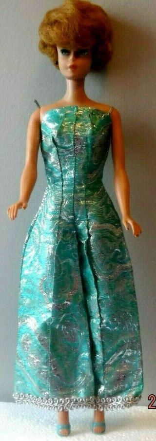 Vintage Barbie Outfit Teal Blue & Silver Metallic Jump Suit & Teal Blue Heels