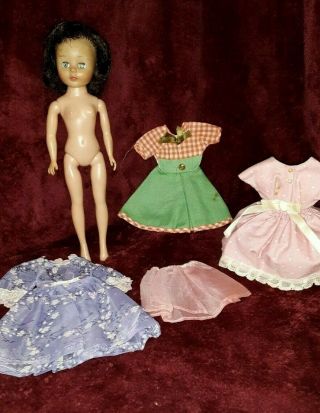 3 Vintage Dresses & Half Slip For 10 1/2 " Doll.  Miss Revlon Or Similar Size