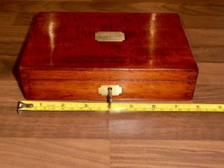 Antique Mahogany Collectors Box With Lift Out Tray,  Lock & Key Circa 1910