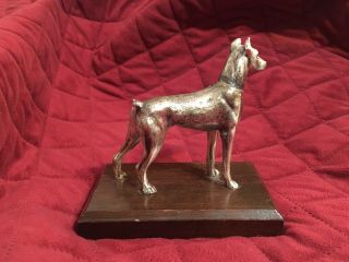 Doberman Statue Guard Dog Silver Plate Antique Vintage 2