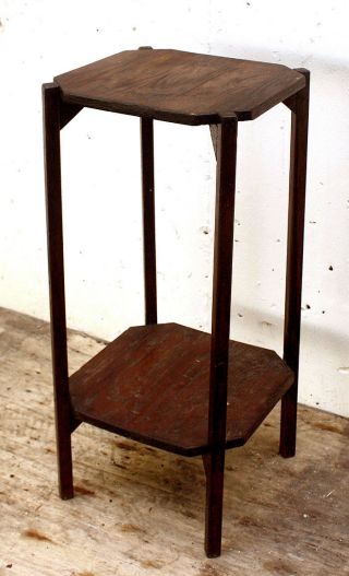 Antique Vintage Solid Wood Wooden 2 Tier Side End Accent Table Plant Stand Shelf