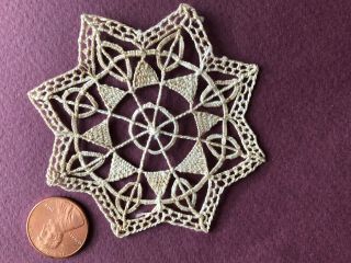Vintage Handmade 8 Point Star Needle Lace Insert - Sew Craft Collect