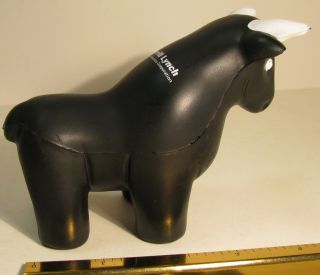 FOAM RUBBER BULL BLACK MERRILL LYNCH WITH LOGO ADVERTISING COLLECTIBLE 5