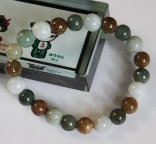 100 Natural Jade (grade A) Multi - Color Jadeite Beads Bracelet Br282
