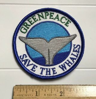 Greenpeace Save The Whales Whale Marine Conservation Round Souvenir Patch Badge
