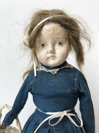Unmarked Antique German (?) Early Composition Shoulder Head Doll Painted