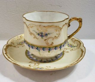Antique C.  Ahrenfeldt Limoges Gold Hand Painted Floral Tea Cup Unique