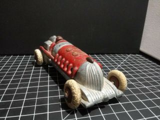 EARLY - 20TH C HUBLEY ANTIQUE ALUMINUM,  RED PAINTED CAST IRON RACE CAR,  W/DRIVER 5