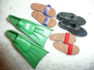 4 Vintage Mattel Barbie Ken Doll Shoes Sandels Flippers