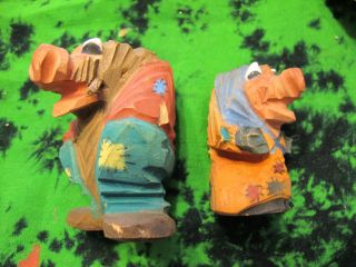 Vtg Troll Couple Norwegian Norway Henning Hand Carved Wood Under 3 " High