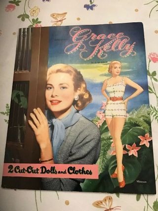 VINTAGE GRACE KELLY 2 Cut - Out Dolls and Clothes MGM Star Whitman EUC 3