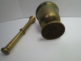 Vintage Bronze Solid Brass Mortar And Pestle Heavy Apothecary Grinder 4