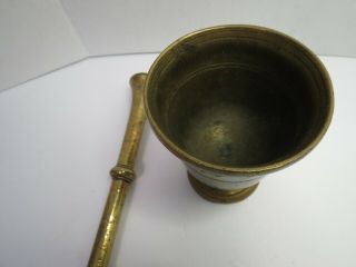 Vintage Bronze Solid Brass Mortar And Pestle Heavy Apothecary Grinder 5