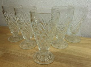 5 Antique Hazel Atlas Diamond & Thumbprint Parfait/iced Tea Clear Glasses 5 7/8