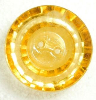 Antique Vtg Button Opaque Honey Yellow Radiant Glass 11/16 J