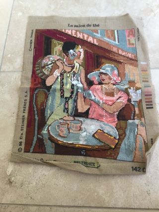 French Vintage Tapestry,  The Tea Room 1920’s Girls,  Cafe,  Paris,  Années Folles