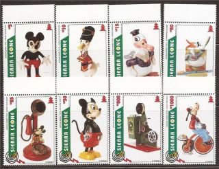 Sierra Leone - 1995 Disney Antique Toys - 8 Stamp Set 19q - 197