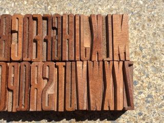 Antique VTG Wood LETTERPRESS Print Type Block Complete ALPHABET A - Z Letter Set 4