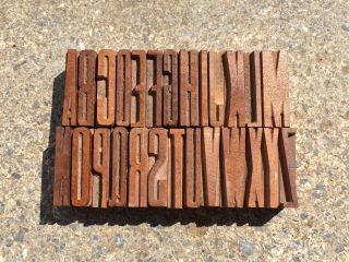 Antique VTG Wood LETTERPRESS Print Type Block Complete ALPHABET A - Z Letter Set 6