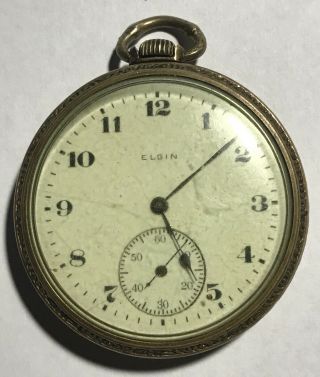 1918 12s 15j Elgin Pocket Watch Grade 315 Model 3 Class 114 Gf Case Running