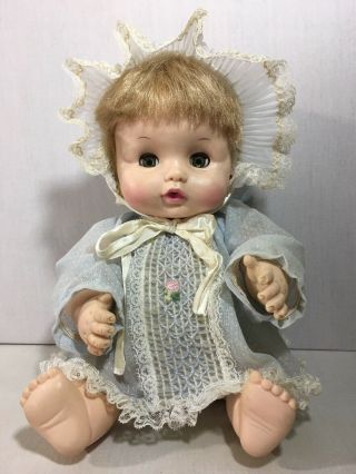 Effanbee Butterball Baby Sue Doll 1969 Sleep Eyes Bottle Feed Sqeaker 12 "