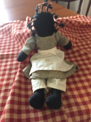 Vintage Handmade Black Americana Primitive Rag Doll Cloth With Kitty 4