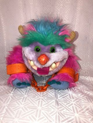 Vguc - Vintage - 12” 1986 My Pet Monster " Wogster " Hand Puppet W/hand Cuffs Shackles
