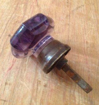 Vintage/antique 8 Point Clear Glass Door Knob Set Purple Amethyst Lavender