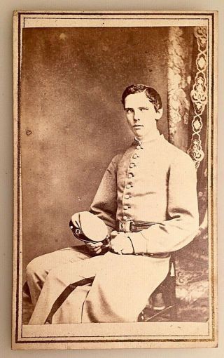 Antique Cdv Photograph Civil War Soldier Young Man With Cap By Slee Bros.