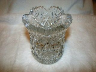 Vintage Lead Crystal Clear Cut Glass Vase Diamond Star Pattern