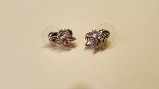 Antique Vintage Sterling Silver 925 Earrings,  Purple Gems
