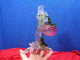 Wow Antique Bohemian Art Glass Vase With Strawberry Form