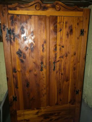 Antique All Wood Cedar Closet Armoire Wardrobe 1950 