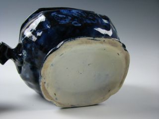Antique Dark Blue Staffordshire Shell pattern Sugar 19th C by Adams as - is 8