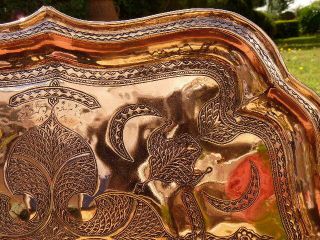 QUALITY HAND DECORATED COPPER SERVING TRAY 4
