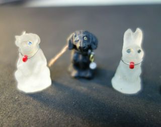 3 Vintage Czech Deco Glass Monkey Dog N Bunny Figural Jewelry Beads