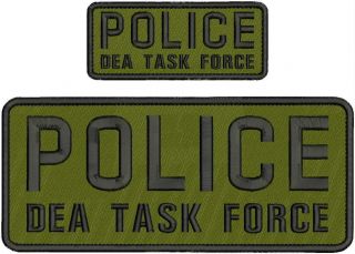 Police Dea Task Force Embridery Patch 4x10 And 2x5 Hook On Back Od/blk