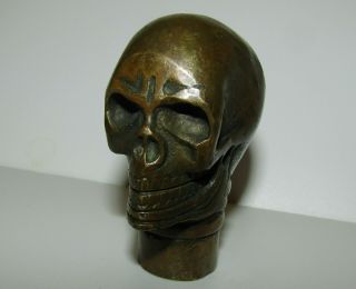 Fab,  Antique,  Memento Mori Skull Bronze Walking Stick Cane