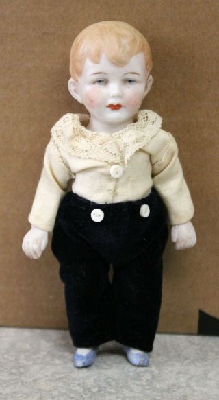Antique All Bisque German Boy Doll Cond.